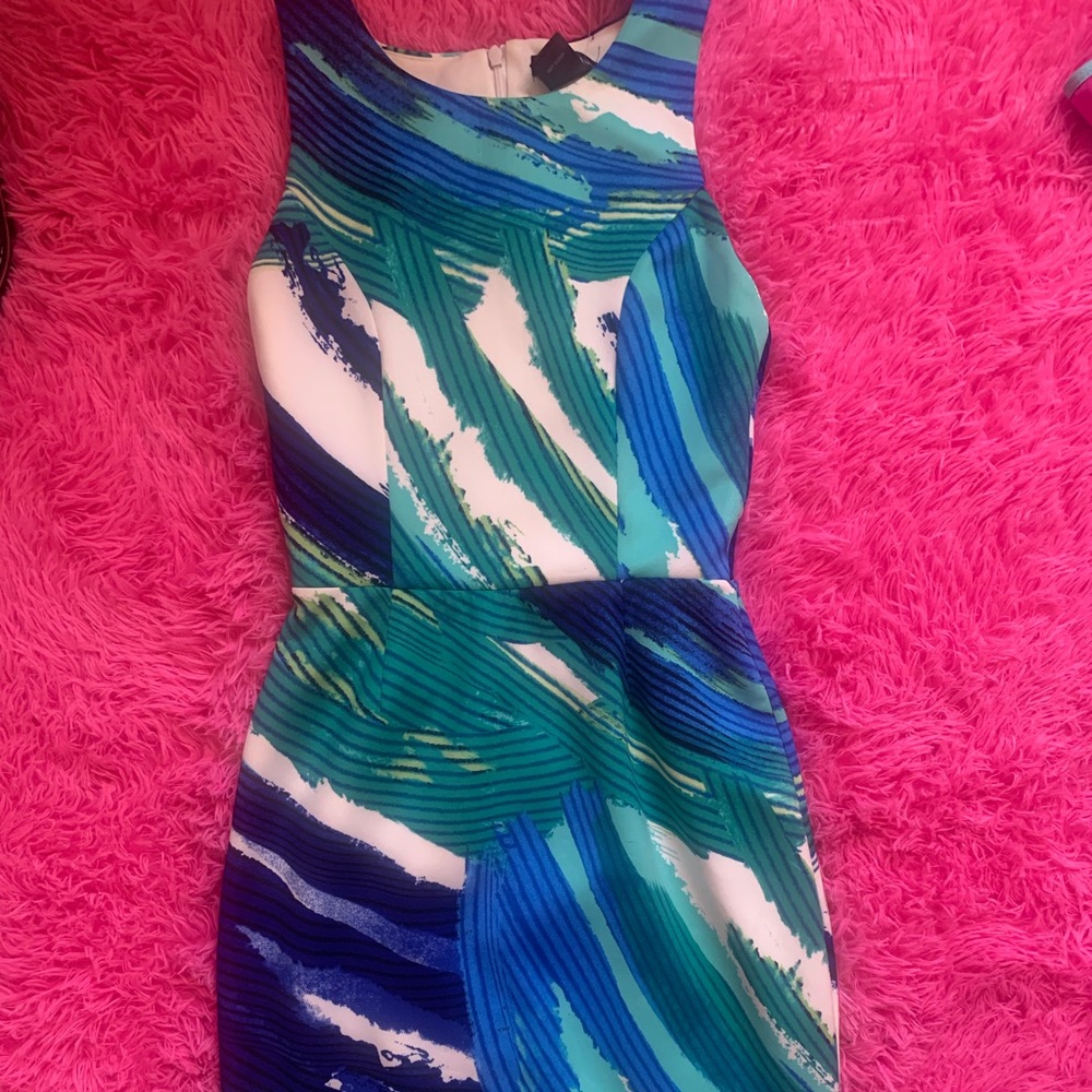 AQUA multicolored blue dress. Sz Small